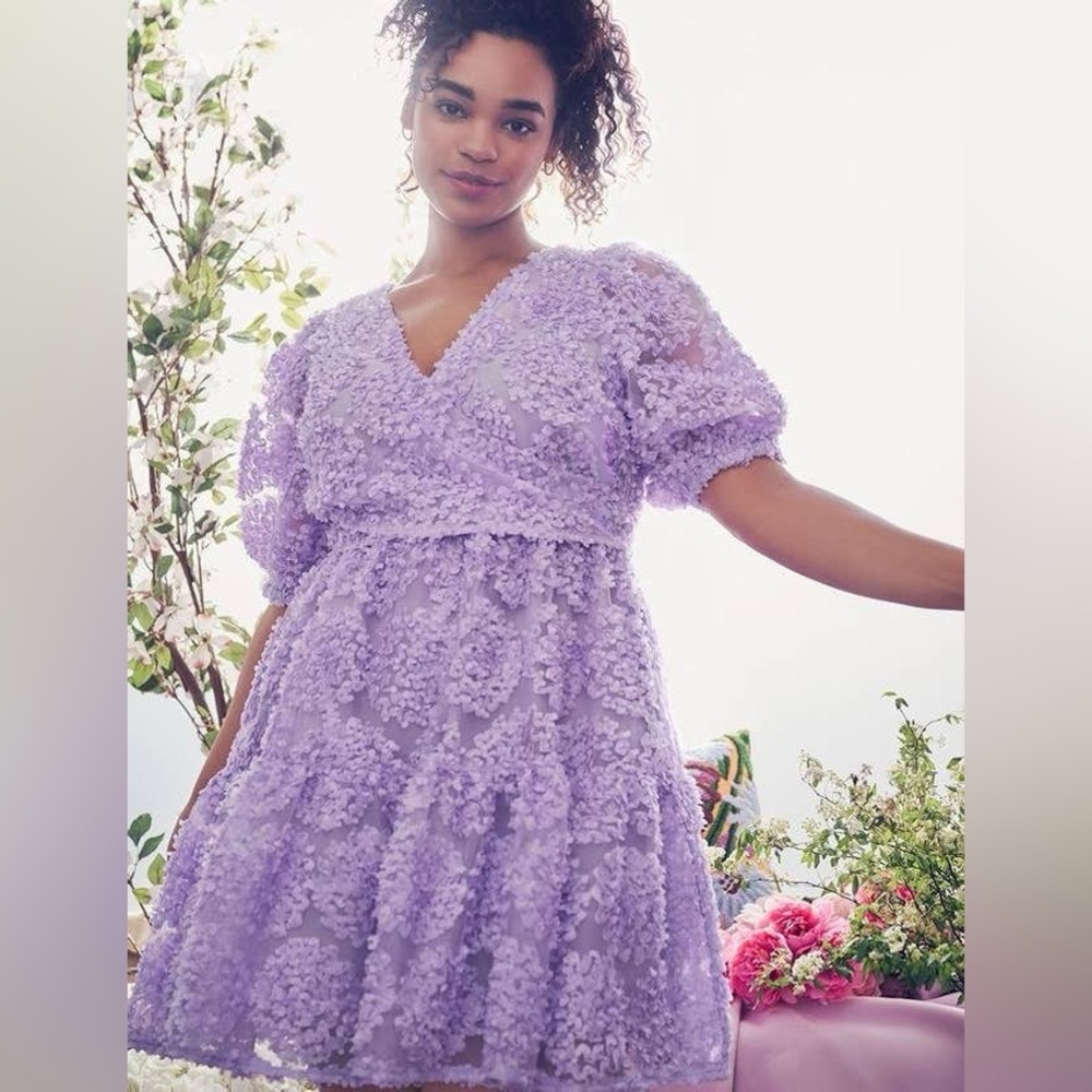 ELOQUII PURPLE FLORAL SHEER MINI DRESS NWT- SIZE 22